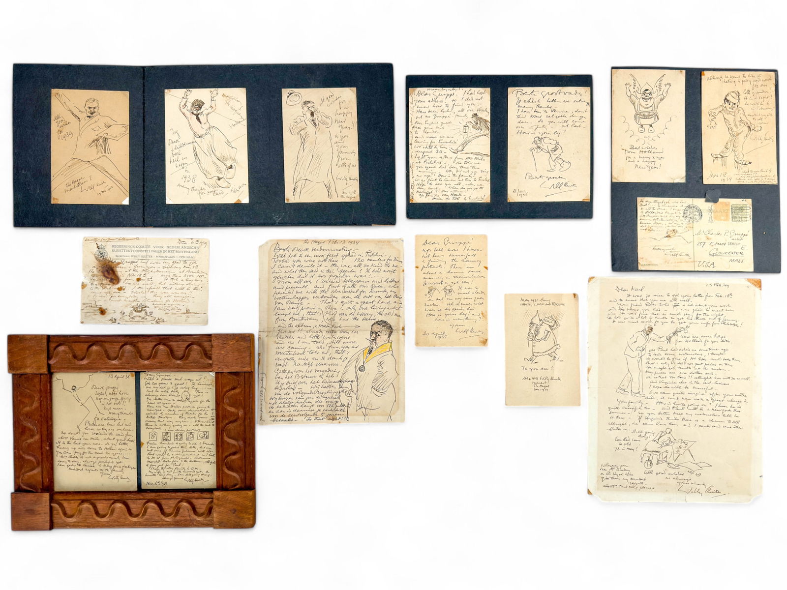 Correspondances to Charles Paul Gruppe from Willy Sluiter Drawings and Postcards c.1933-1949 (1 of 18)