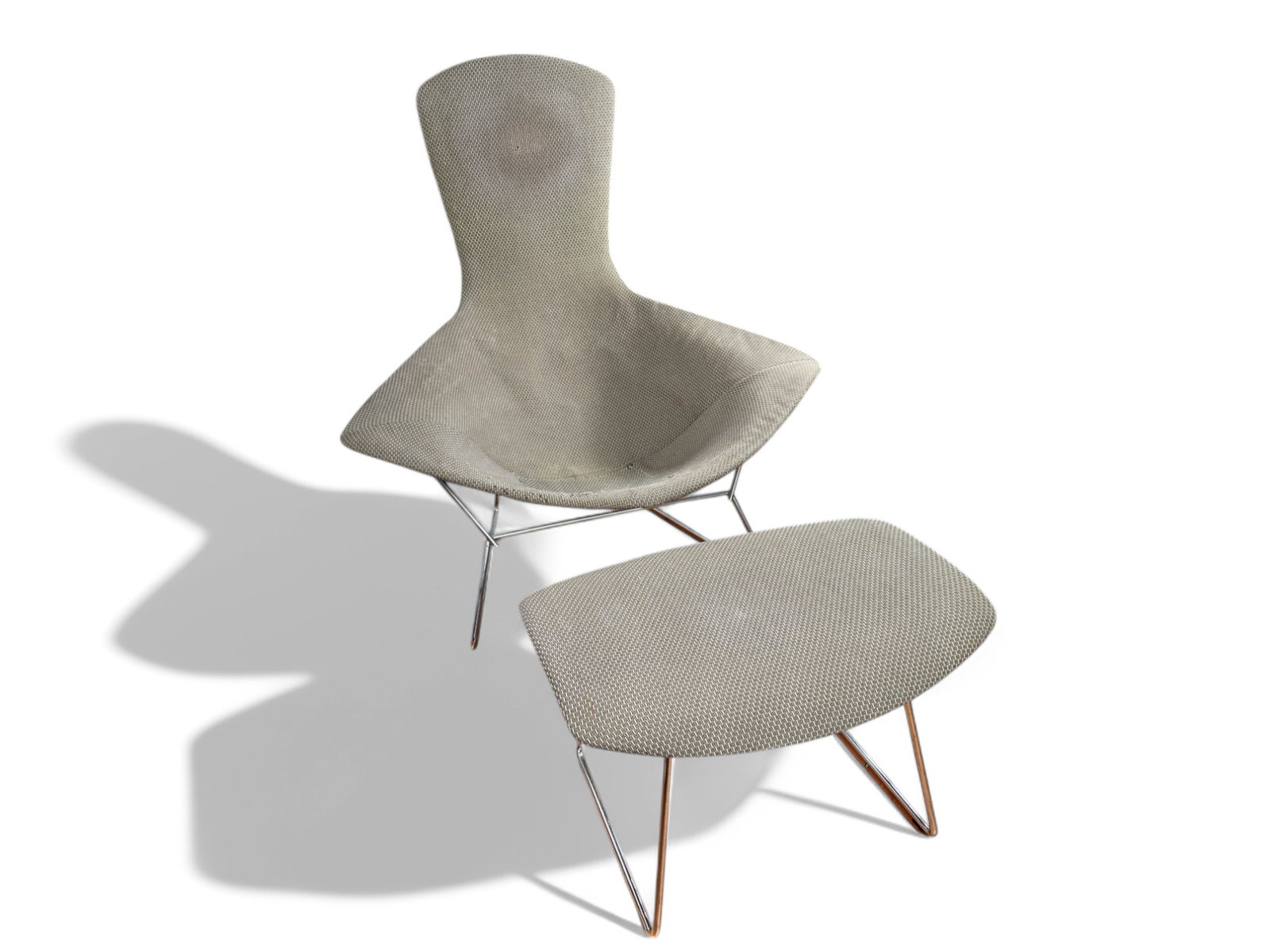 Bird Chair & Ottoman by Harry Bertoia for Knoll: 38" H x 37.5 " W x 30.5" D Seat H: 14.50"
