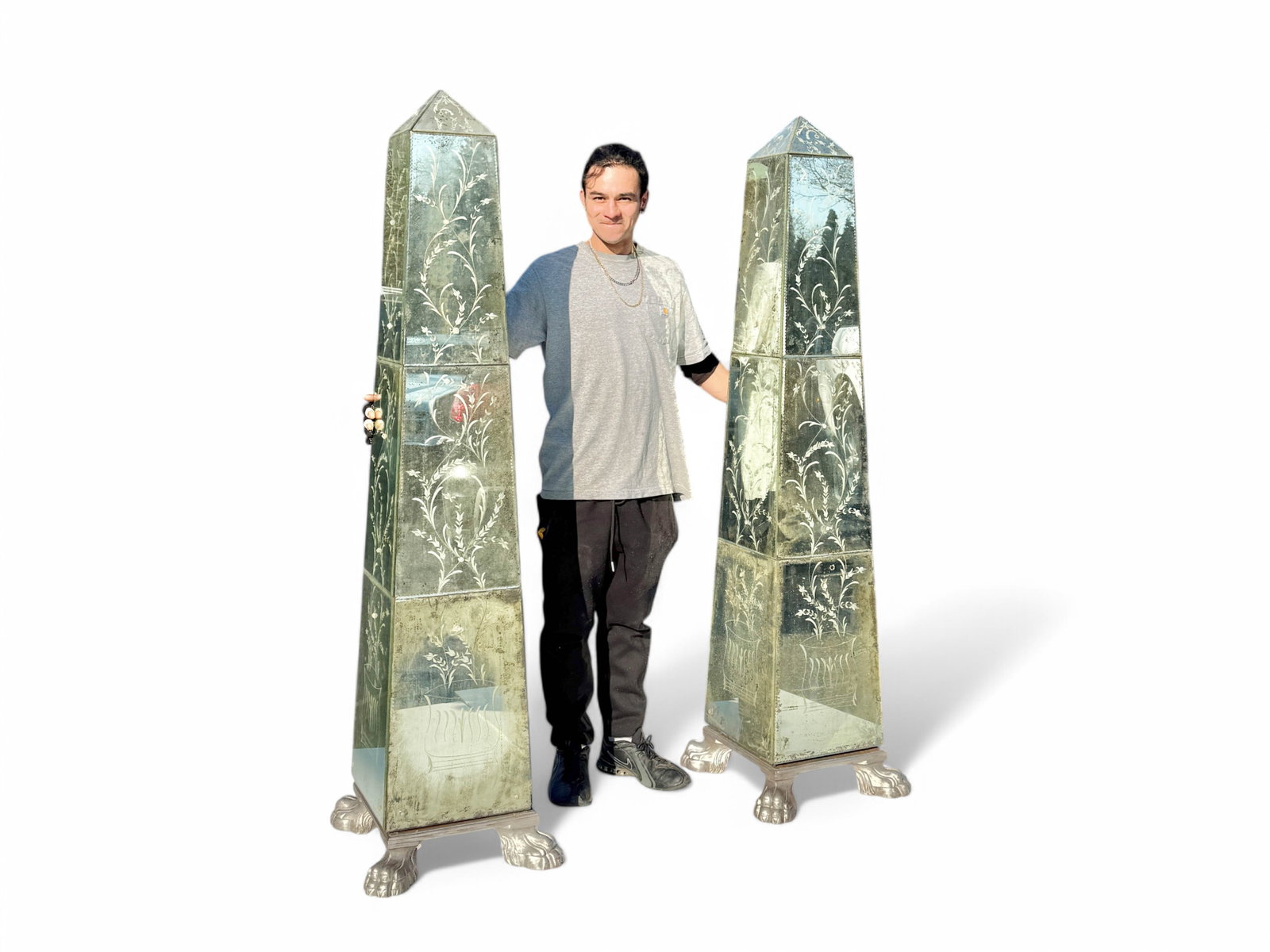 Pair 6' Tall Mirror Obelisks (1 of 10)