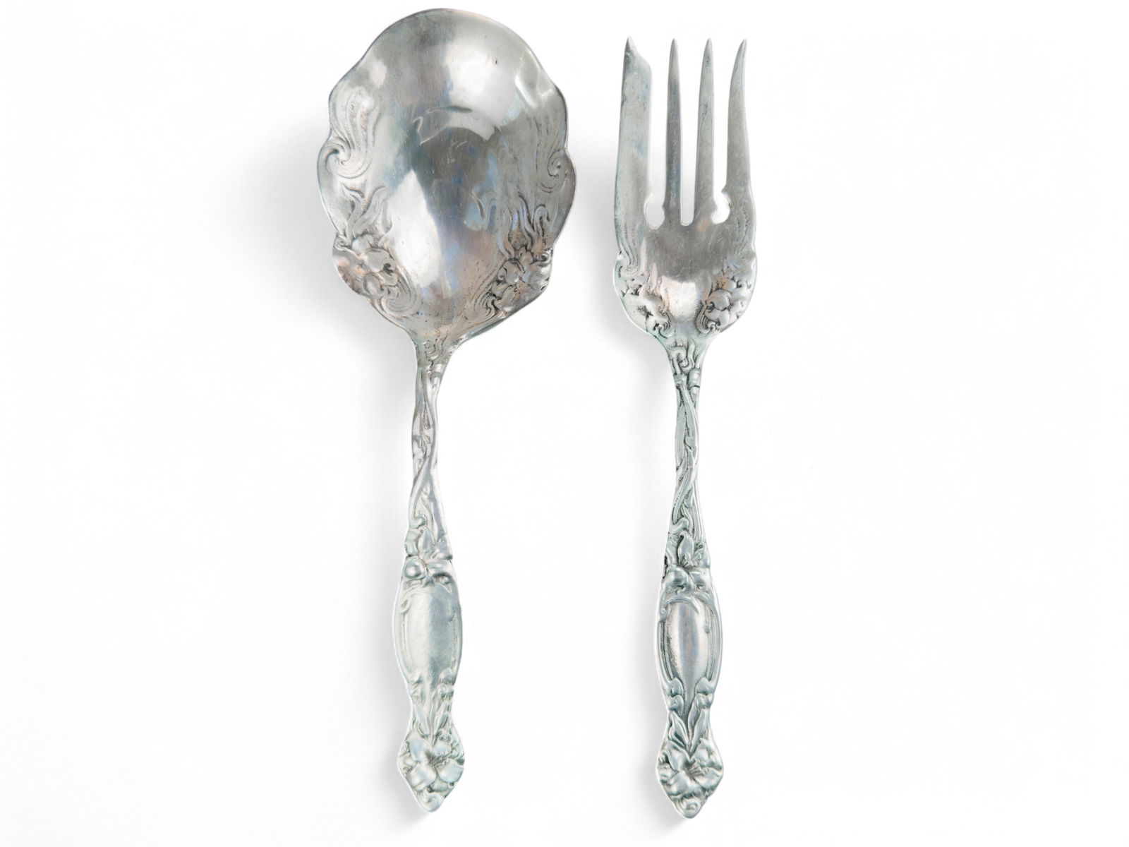 Antique Repousse Sterling Silver Serveware: Phenomenal Silversmith Work.