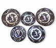 c. 1850 Flow Mulberry Ironstone Plates, Podmore Walker