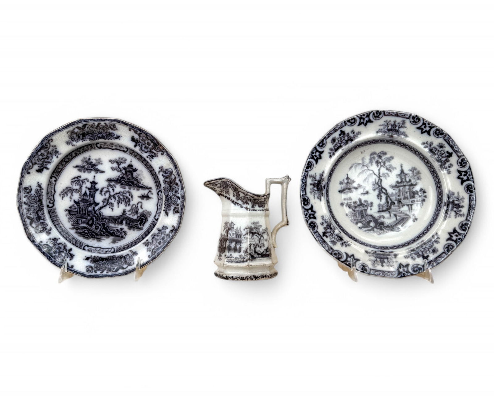 c. 1845 Pelew Ironstone Bowl and Thomas Walker Plate with Pitcher (1 of 9)