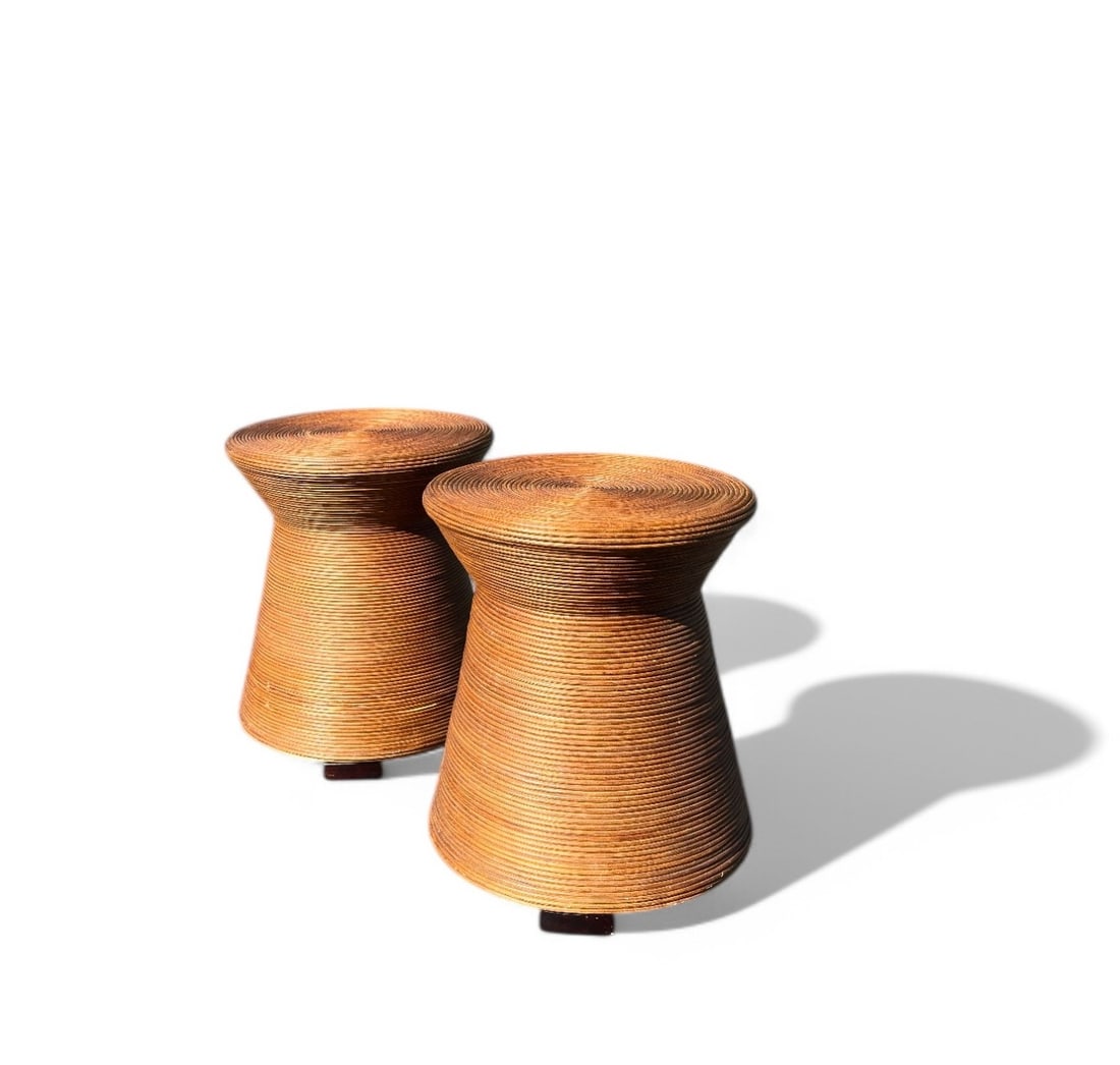 Pair, Twisted Pencil rattan Side Tables (1 of 13)