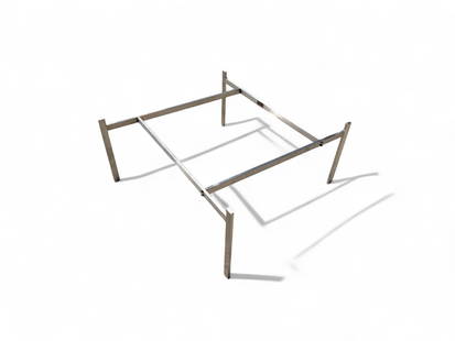 Poul Kjaerholm for Fritz Hansen PK61 Coffee Table: Brushed Stainless Steel base with Slate top. Measures 31 1/2" W x 31 1/2" d x 14" H ( With Slate ) Without slate, 12 3/4" H