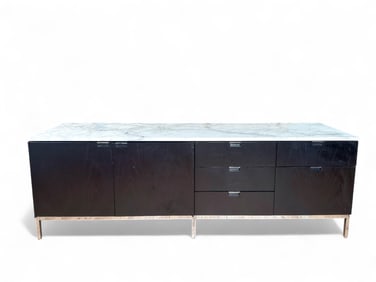 Florence Knoll Ebonized Oak with Marble Top, Four Position Credenza