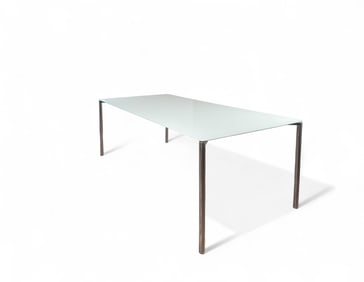 Fritz Hansen Pelikan White Glass and Chrome Base Table