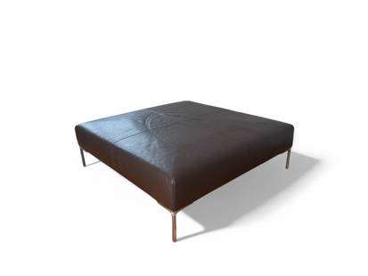 B&B Italia by Antonio Citterio Brown Leather Ottoman: Modern Classic Contemporary strong and soft leather upholstery set on brushed steel legs. Measures 48" Square