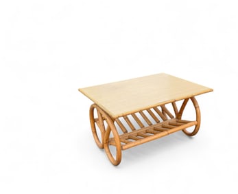 Vintage Rattan Pretzel Side Coffee Table