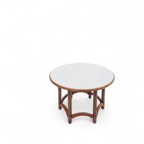 Mid Century Rattan and Mica Side Table
