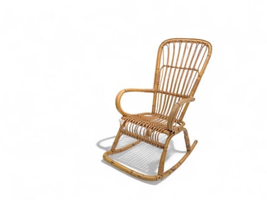 Mid Century Bamboo Rattan Rocking Chair