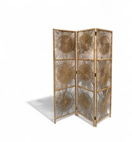 Split Reed Rattan Burst Folding Screen