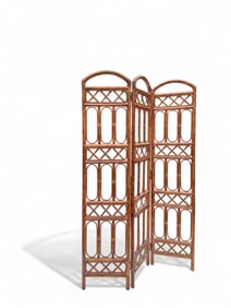 Vintage Bamboo Rattan Folding Screen