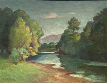 Hermann Erlenbusch, American School, Framed Landscape Painting