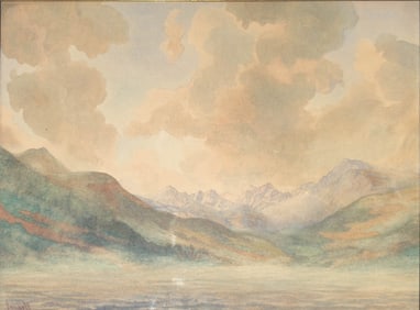 George Samuel Framed Landscape Watercolor on Paper