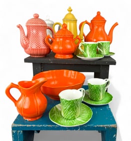 Vintage French and Italian Ceramic Teapots and Tableware