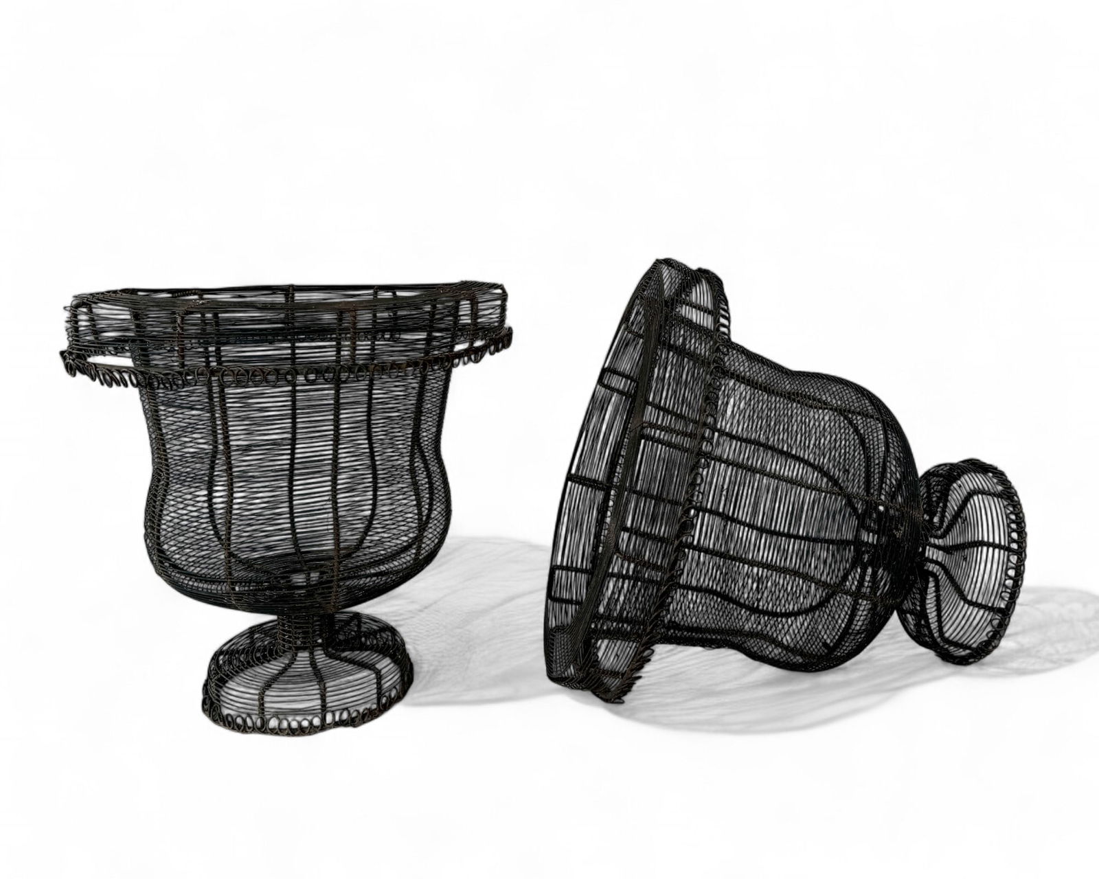 Pair of Antique French Wire Pedestal Urn Planters (1 of 9)