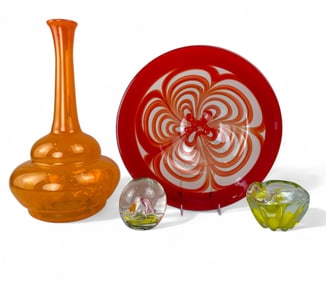 Mid Century Art Glass in Yellow, Orange and Red