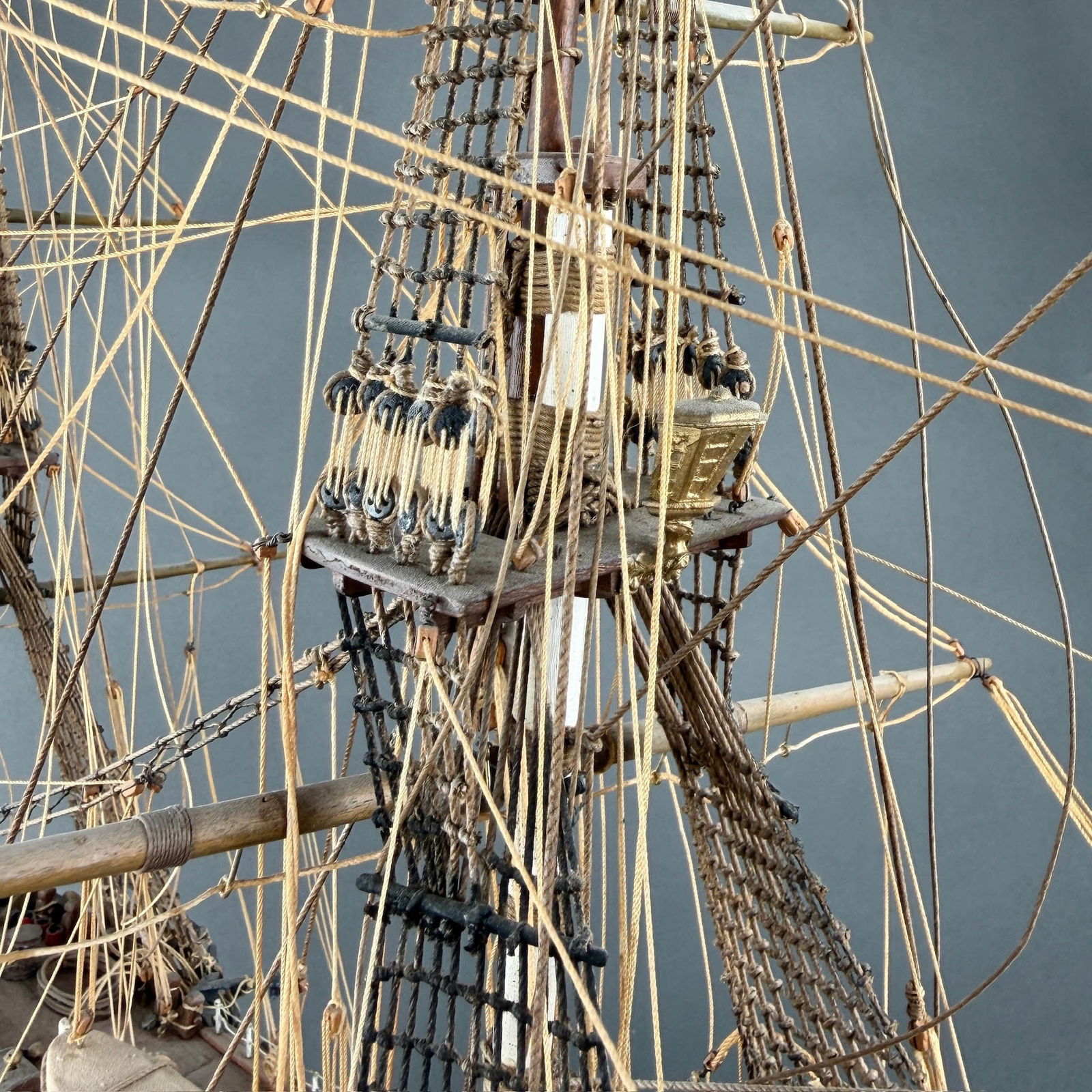 18th C British Naval Warship Wooden Model - 10
