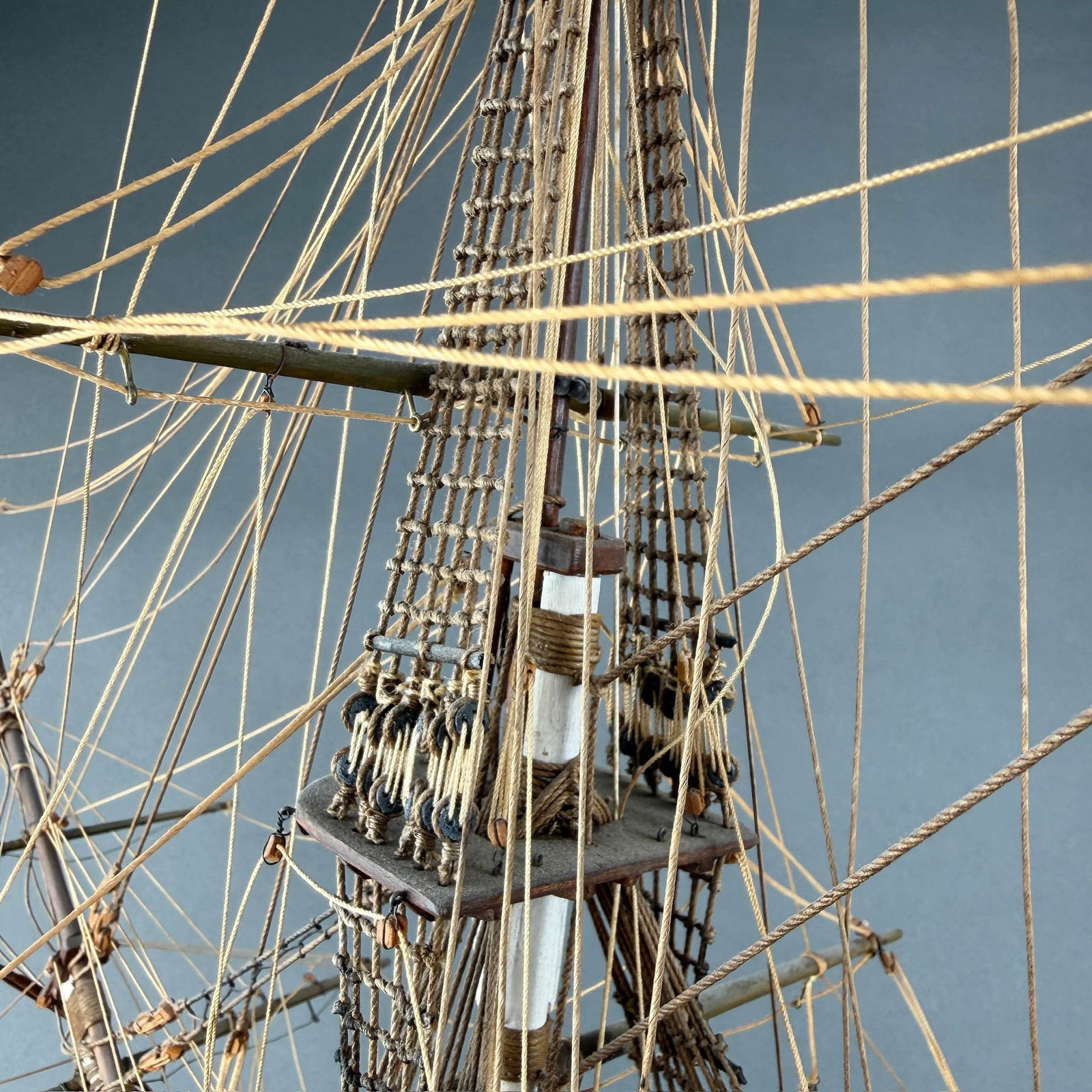 18th C British Naval Warship Wooden Model - 11