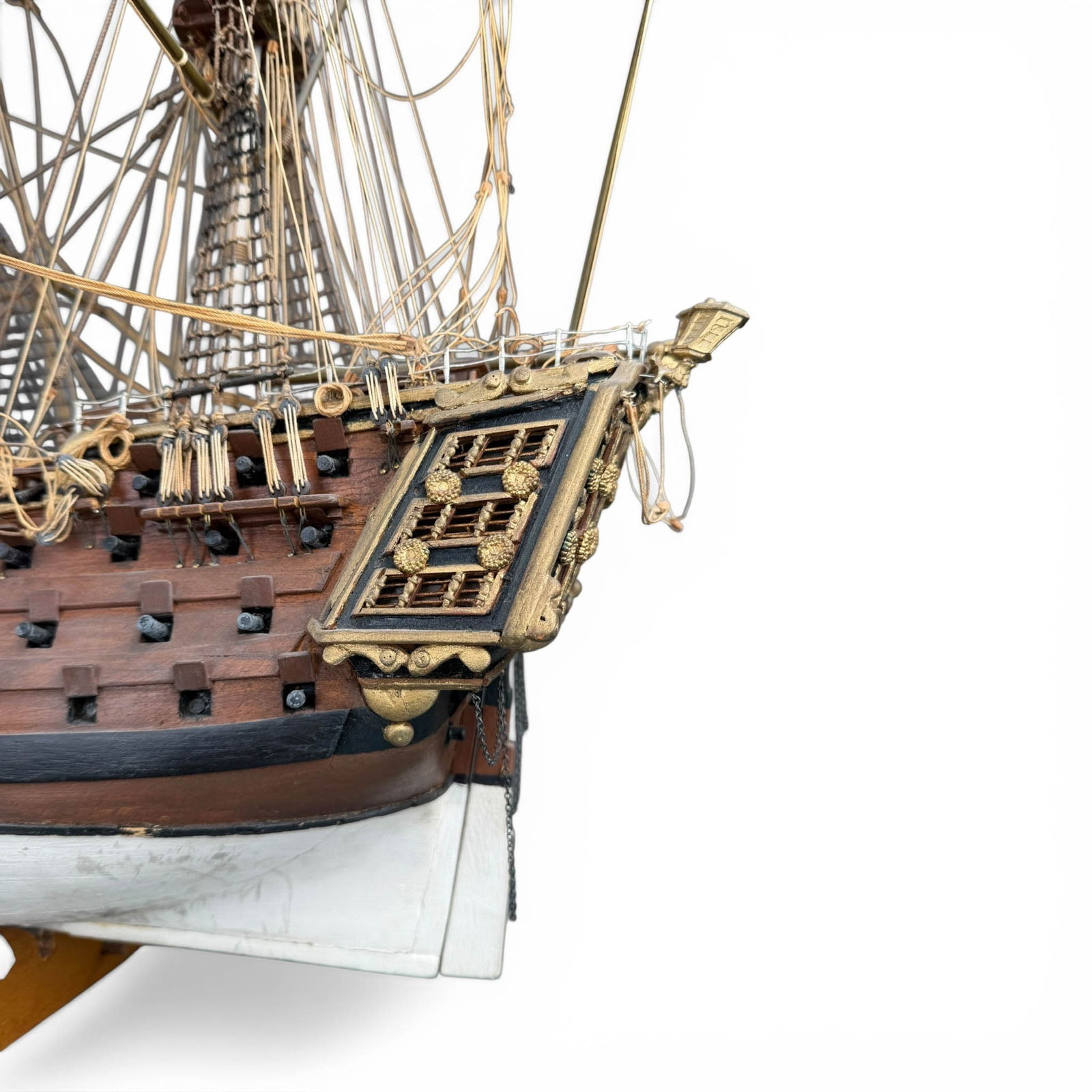 18th C British Naval Warship Wooden Model - 13