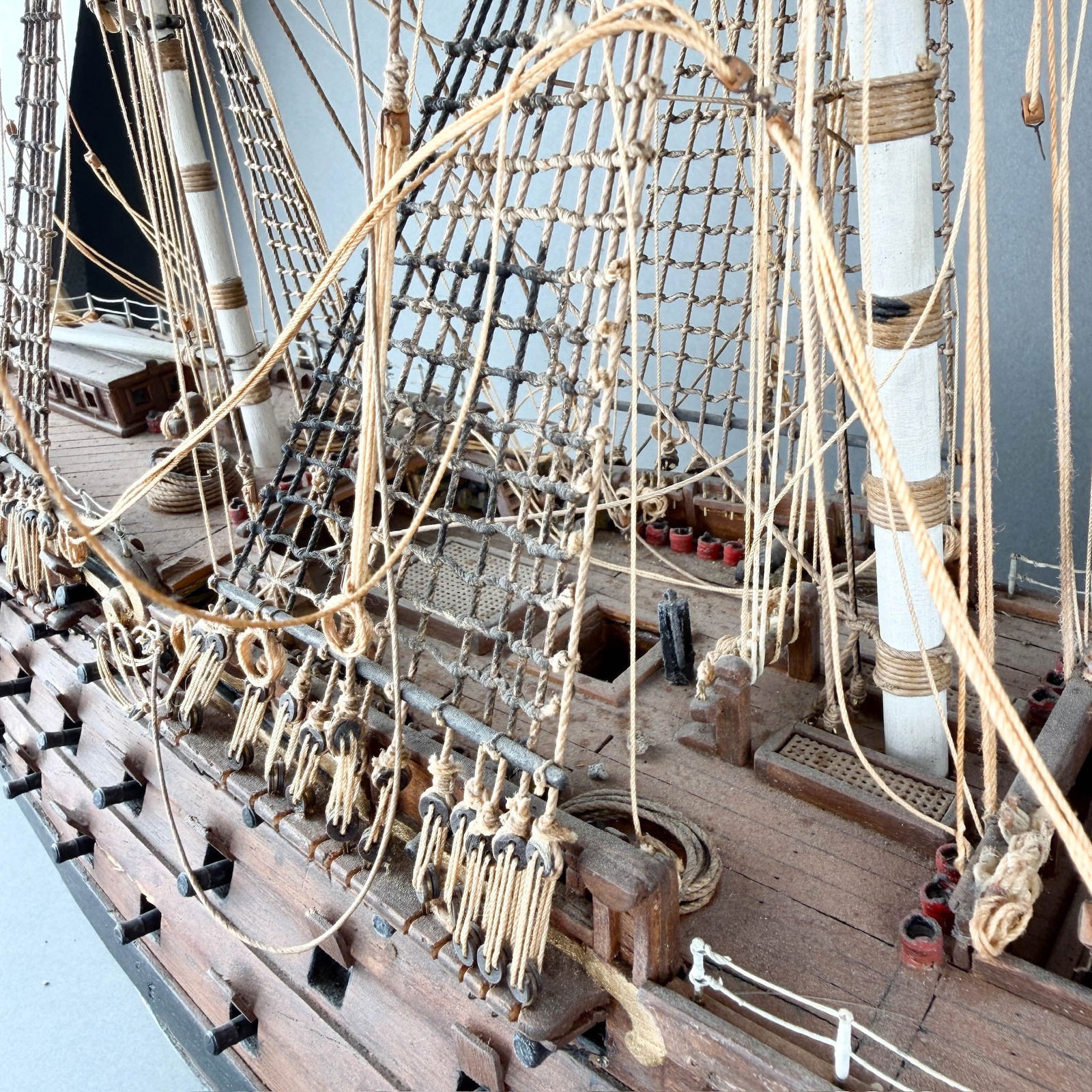 18th C British Naval Warship Wooden Model - 17