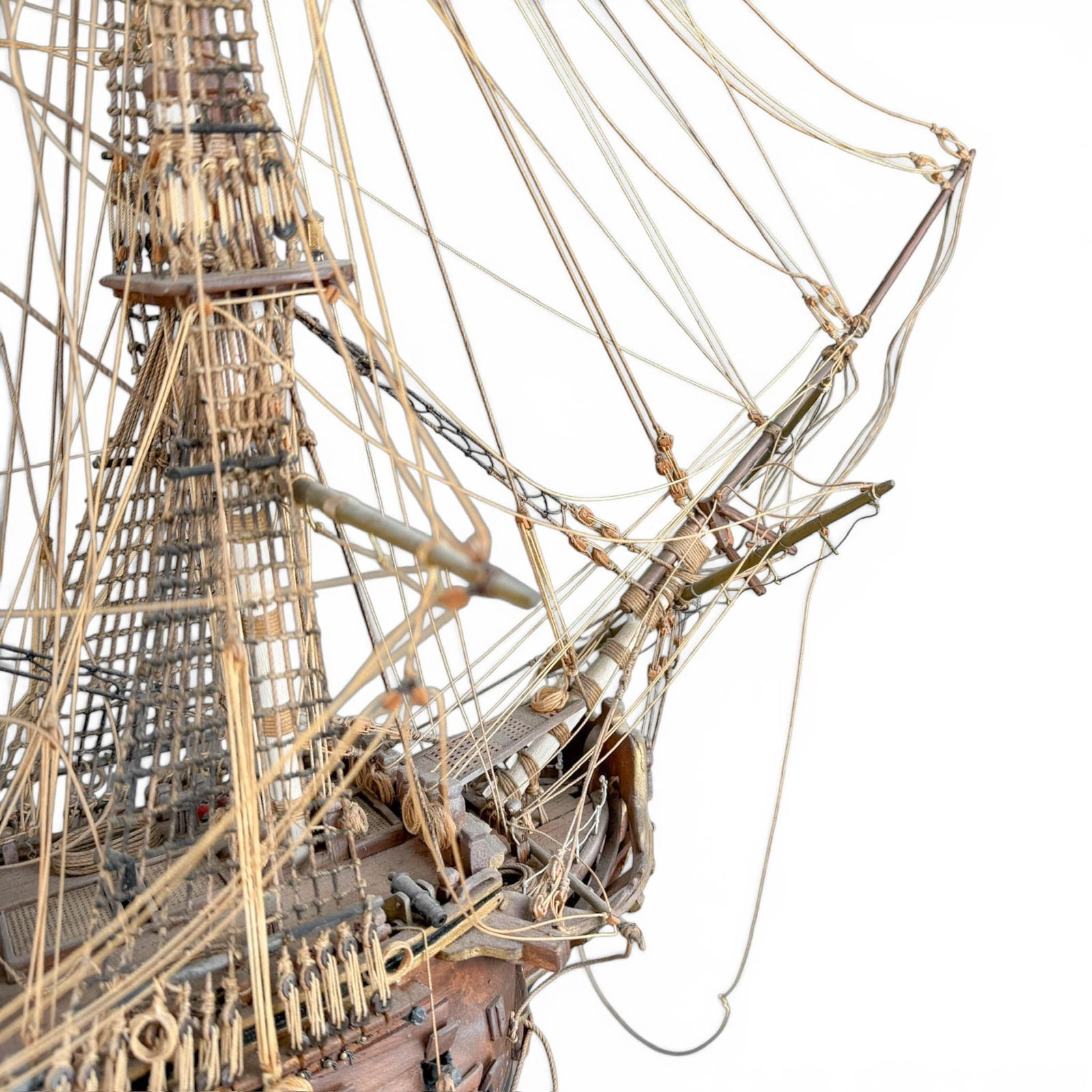 18th C British Naval Warship Wooden Model - 18