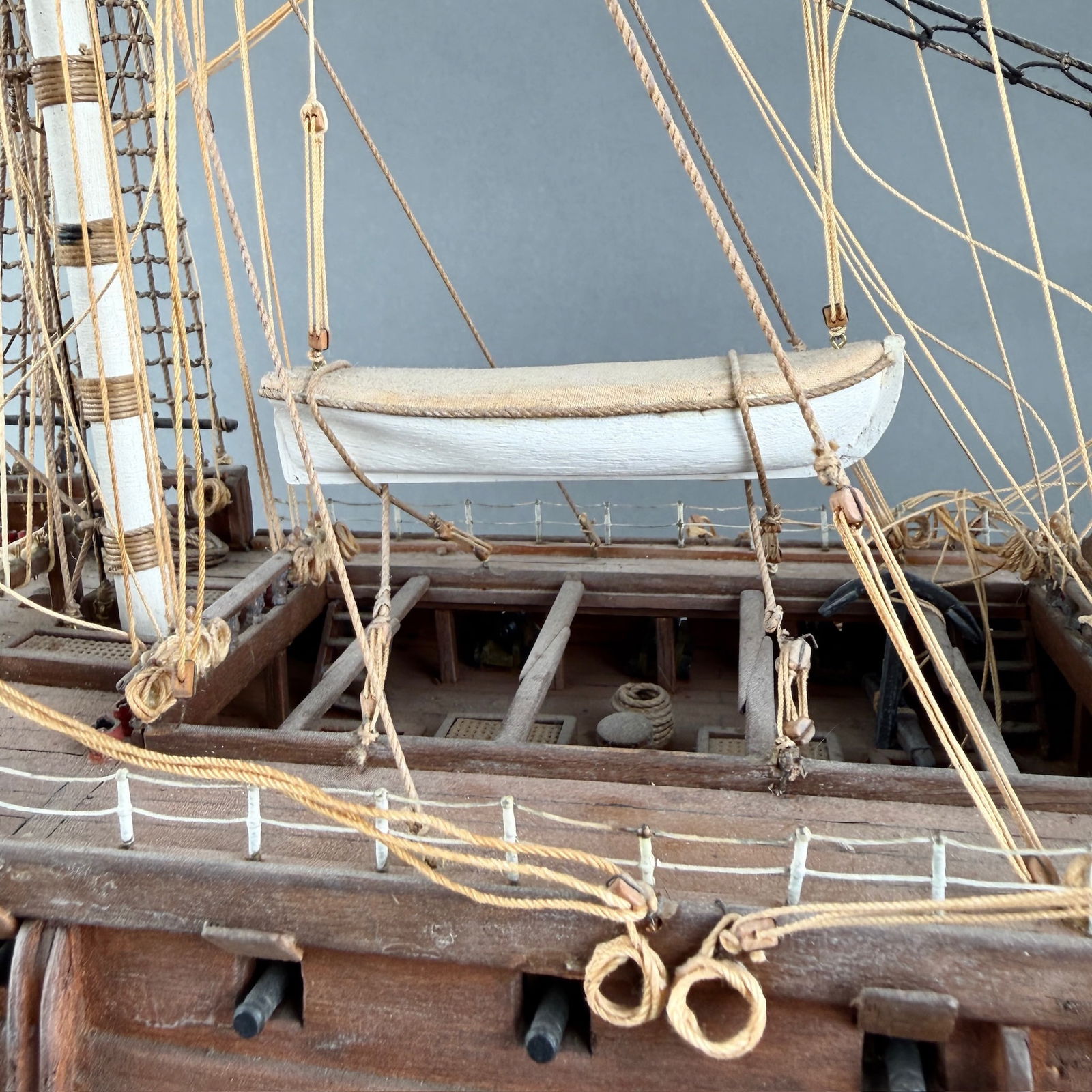 18th C British Naval Warship Wooden Model - 2