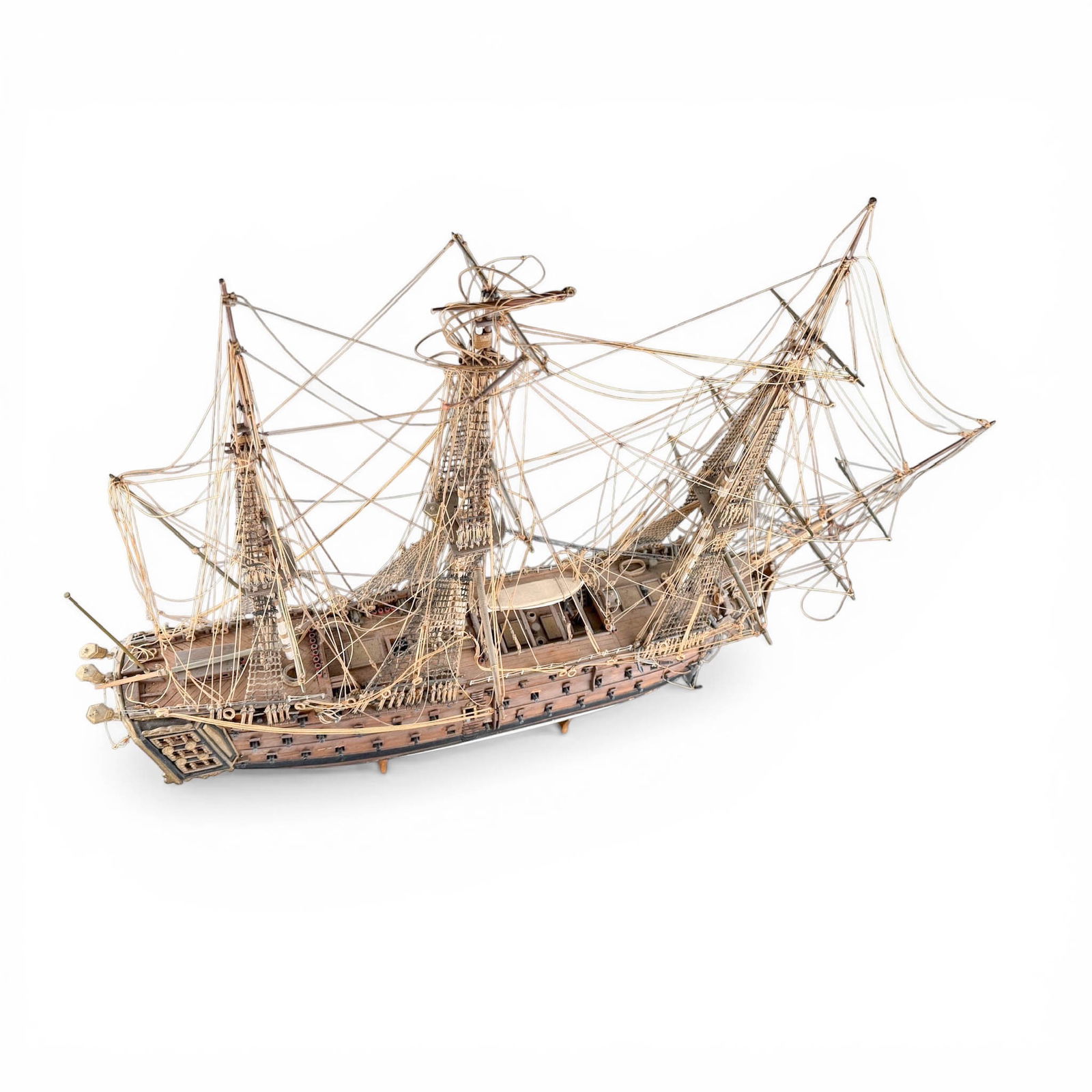 18th C British Naval Warship Wooden Model - 4