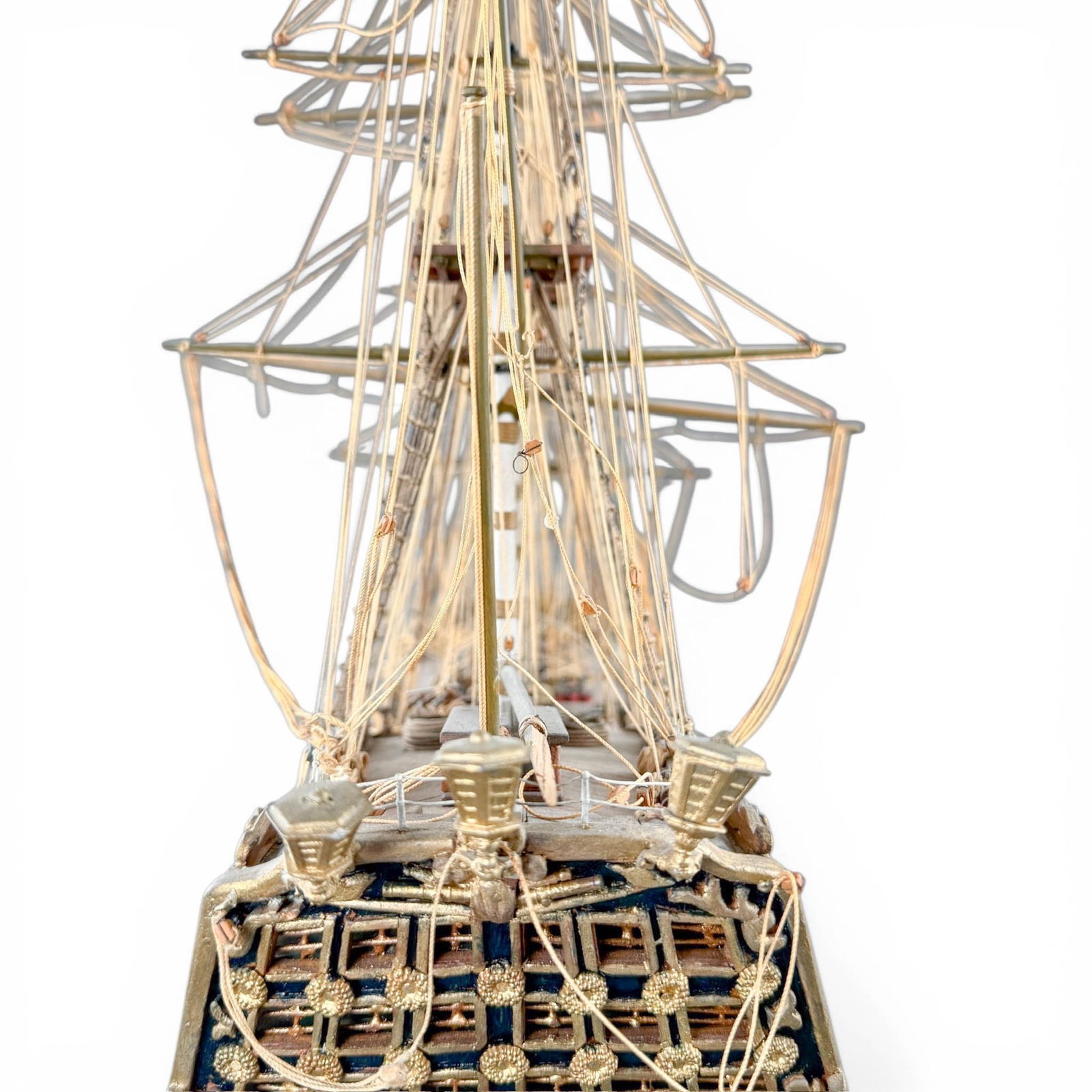 18th C British Naval Warship Wooden Model - 8