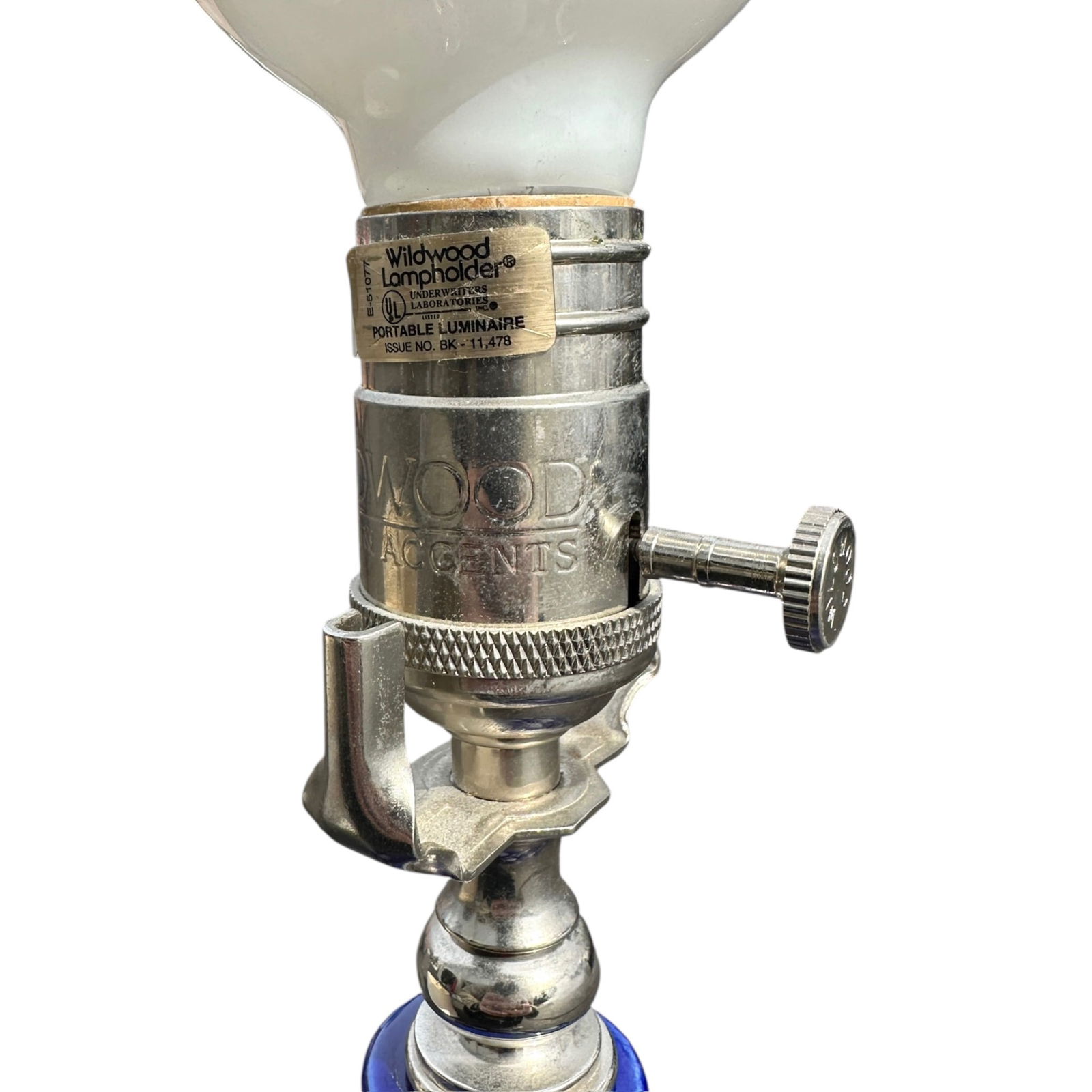 Pair, Vintage Blue Ceramic Sphere Fish Table Lamps - 6