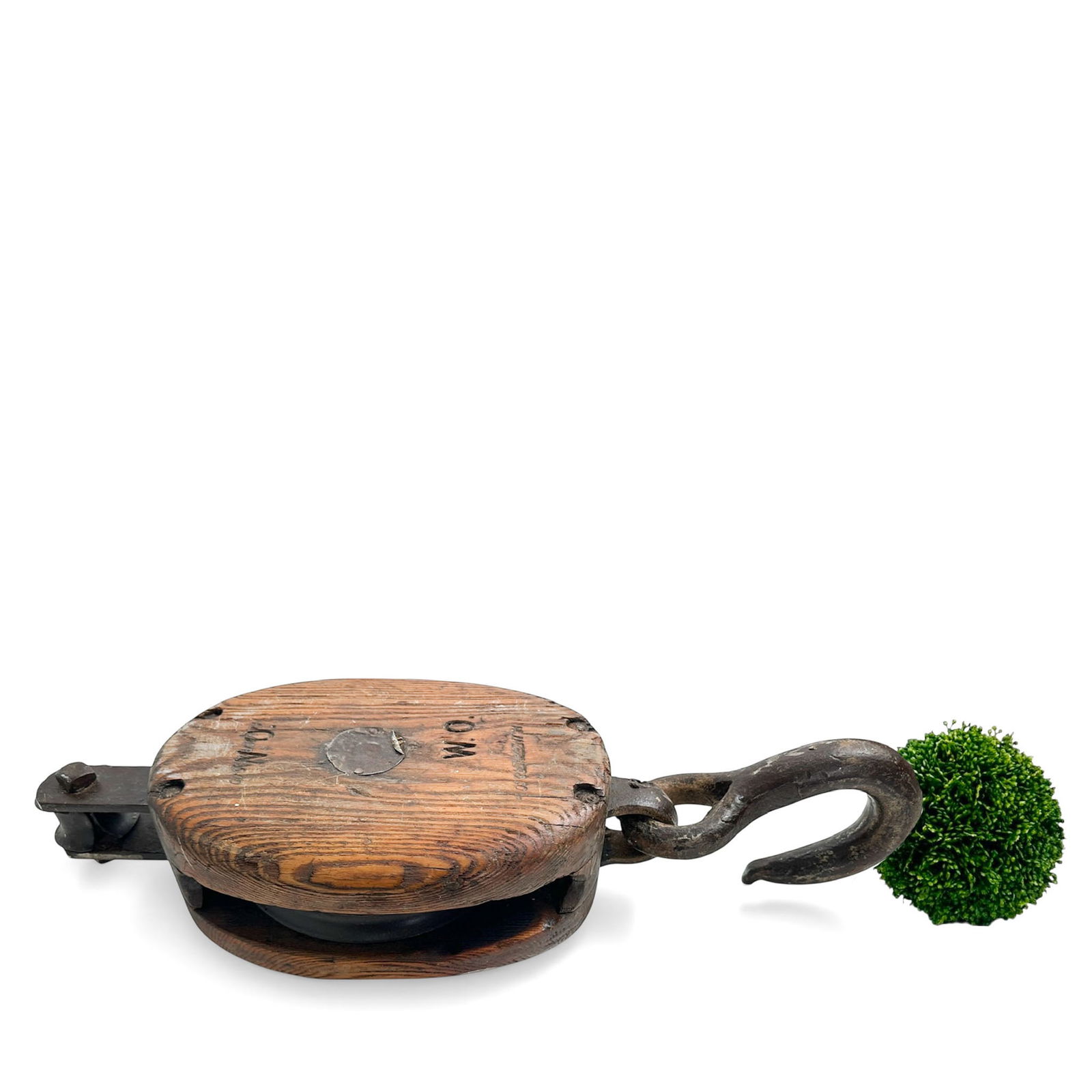 XL Antique Nautical Wood Block and Tackle Pulley: Measures