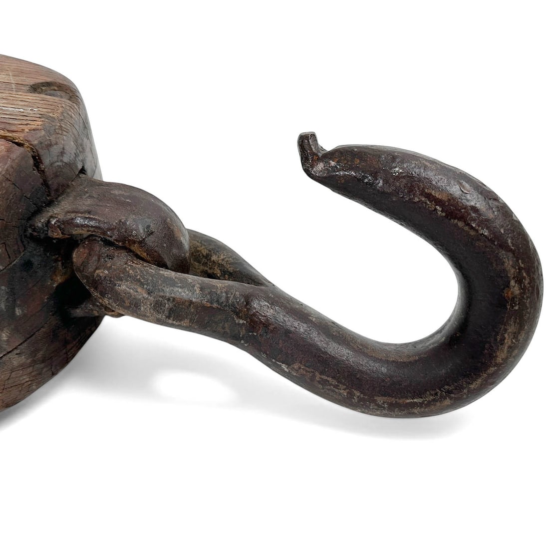 XL Antique Nautical Wood Block and Tackle Pulley - 2