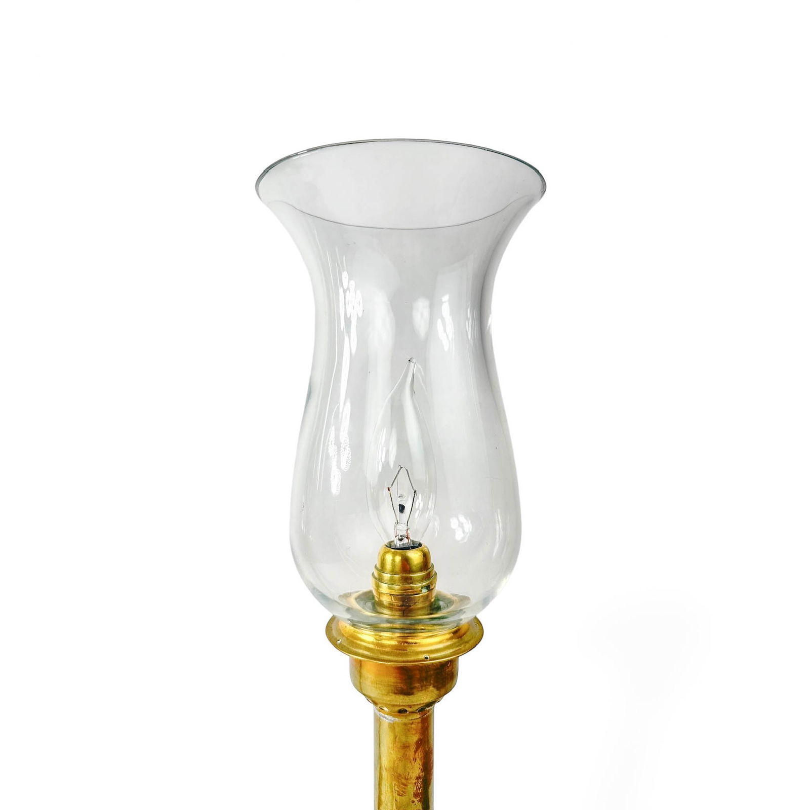 Pair Electrified Brass Hurricane Oil Lamps - 2