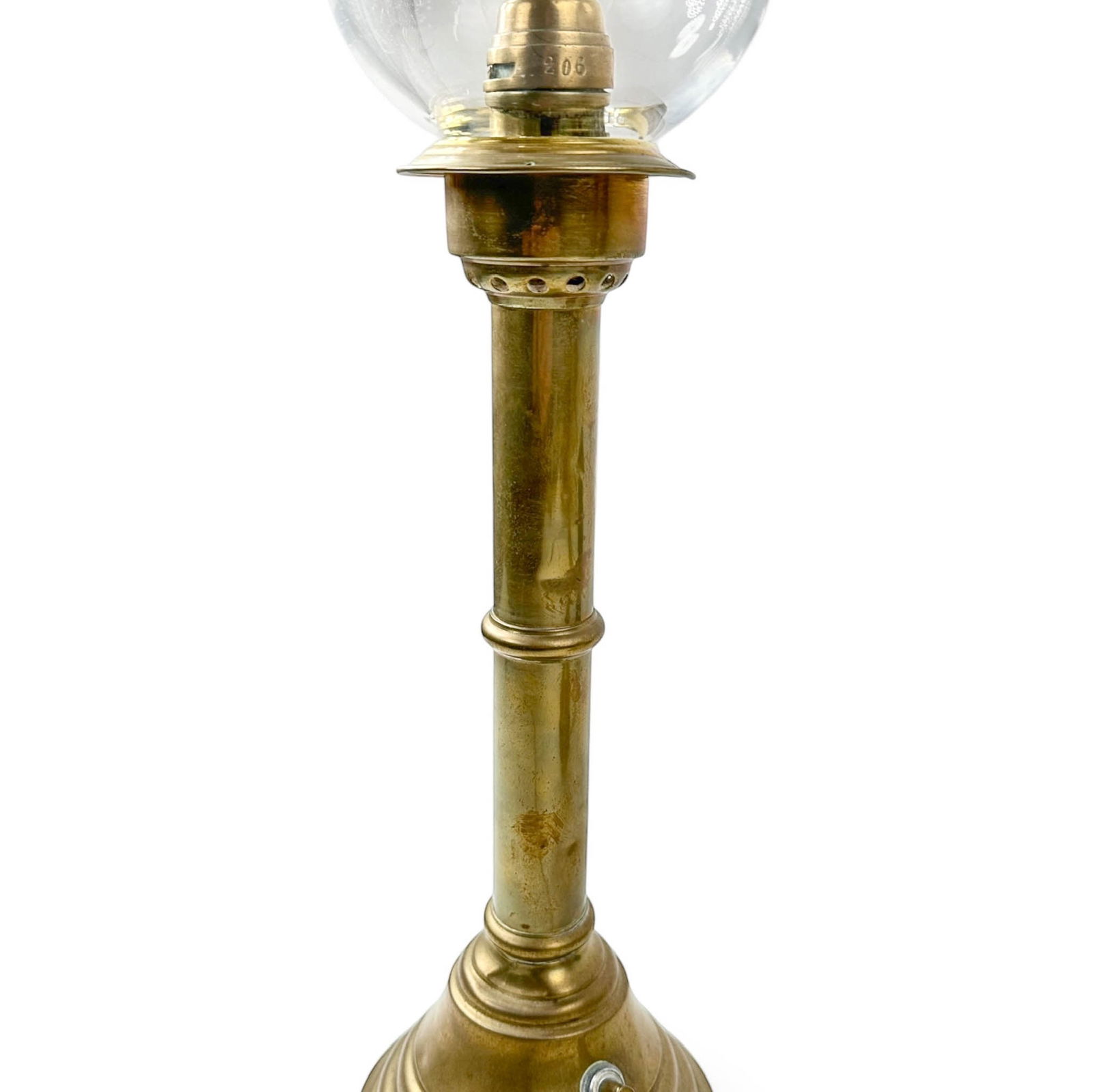 Pair Electrified Brass Hurricane Oil Lamps - 3