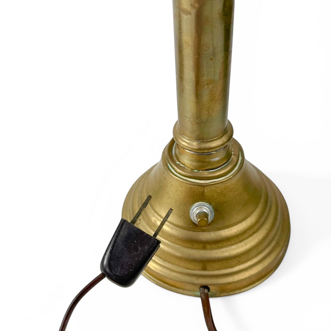 Pair Electrified Brass Hurricane Oil Lamps - 4