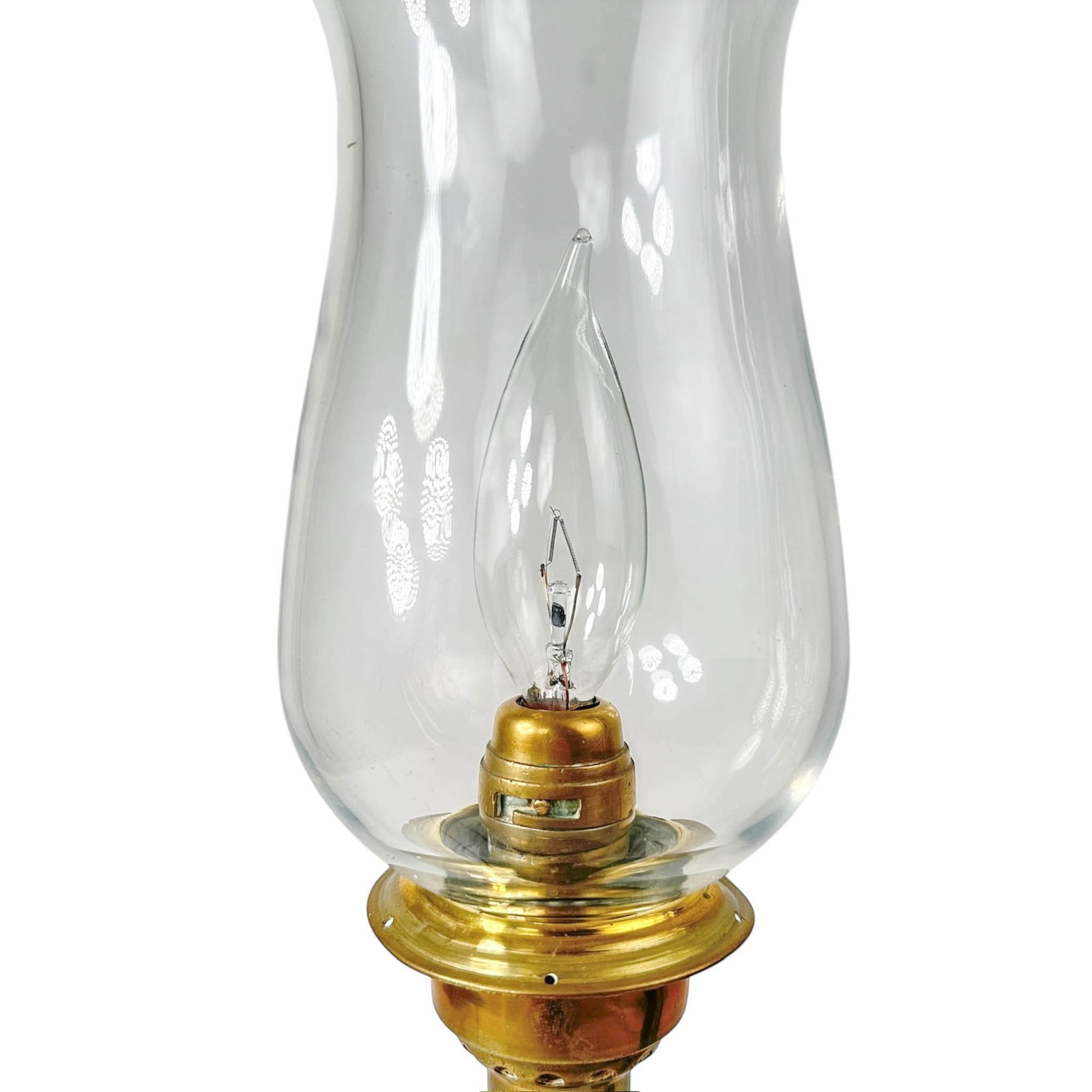 Pair Electrified Brass Hurricane Oil Lamps - 5