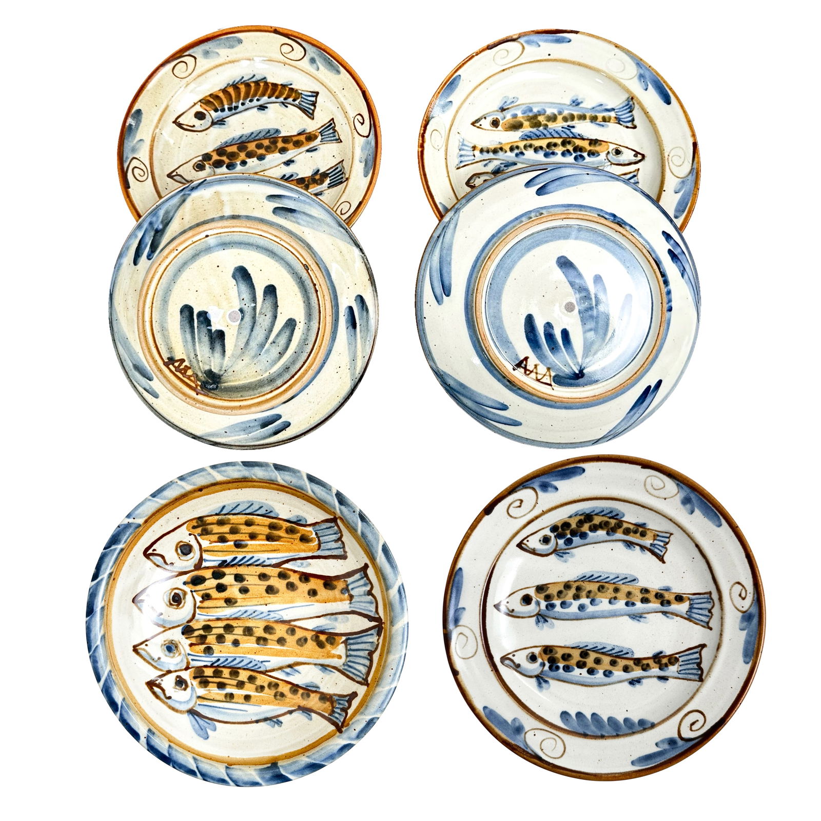 Andrew McGarva Stoneware Fish Plates: Collectable and rare, these sardine or fish plates will be great on a wall or table top. Measure