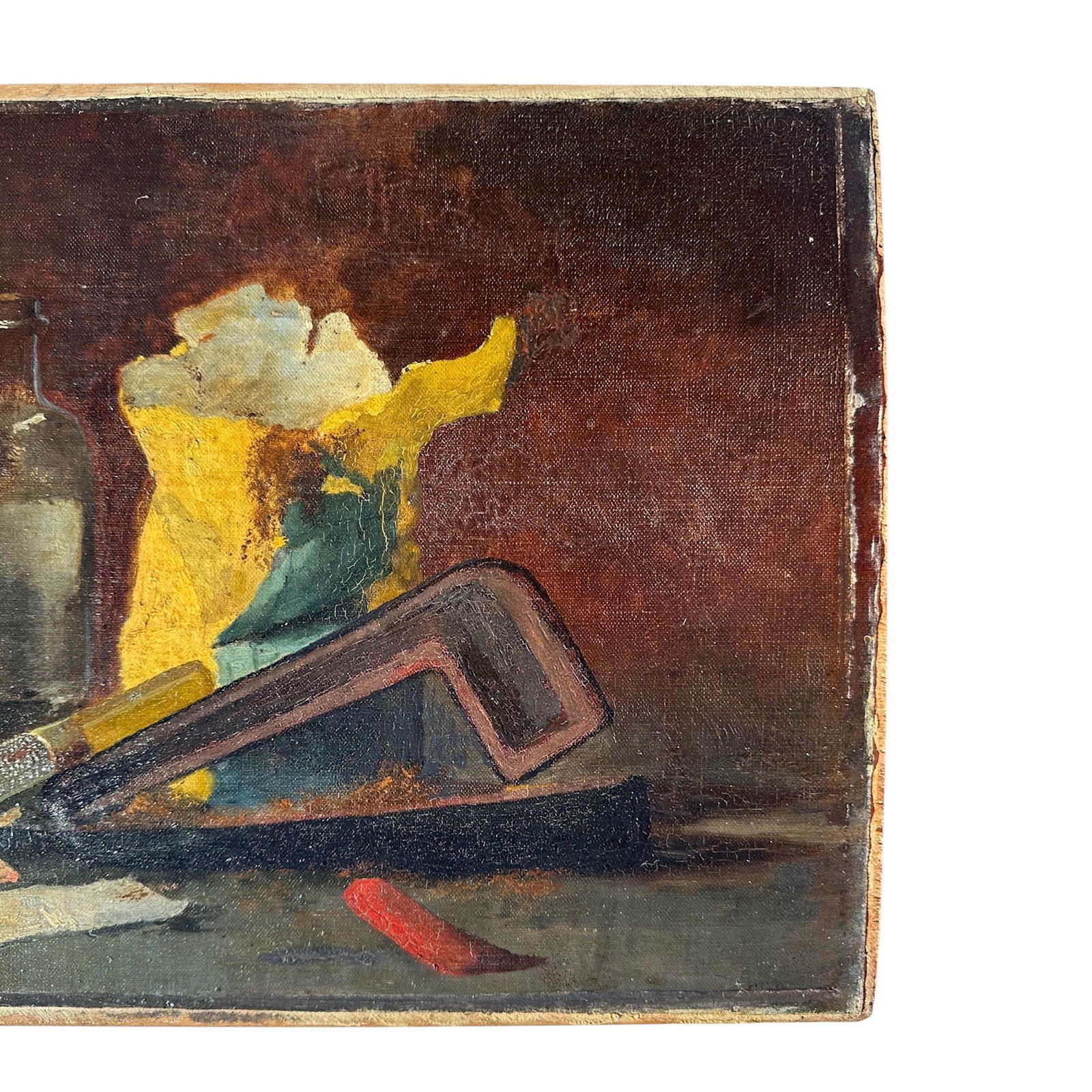 Unsigned, Still Life with Pipe, Case and Tobacco, Oil on Canvas on Wood - 4