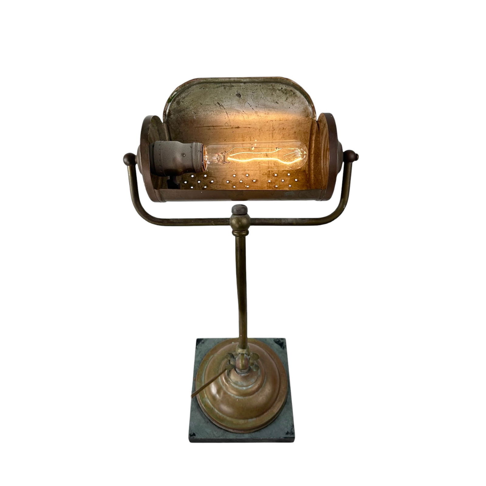 Scroll Arm Brass and Copper Desk Lamp - 4