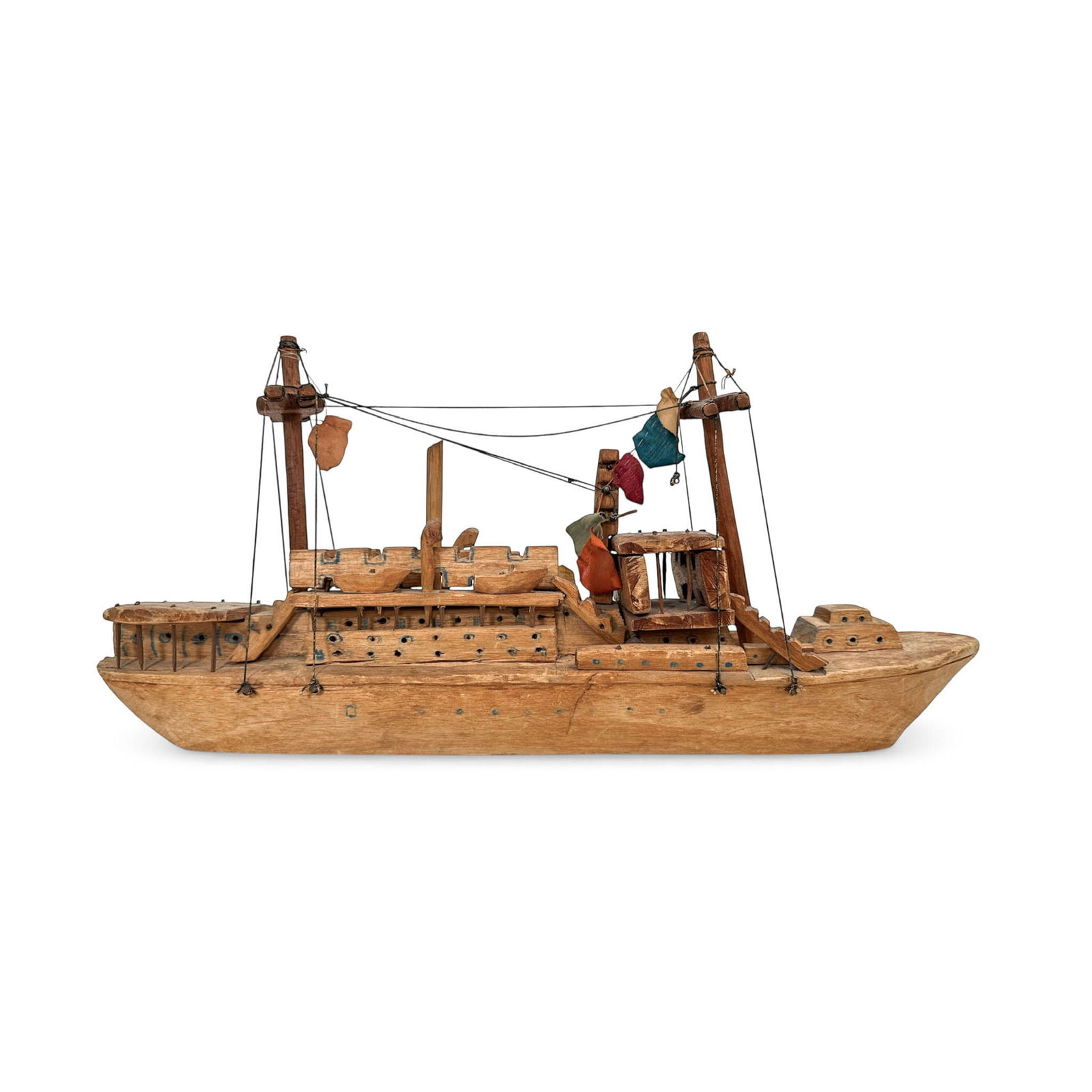 1920's Folk Art Wooden Model Ship (1 of 9)