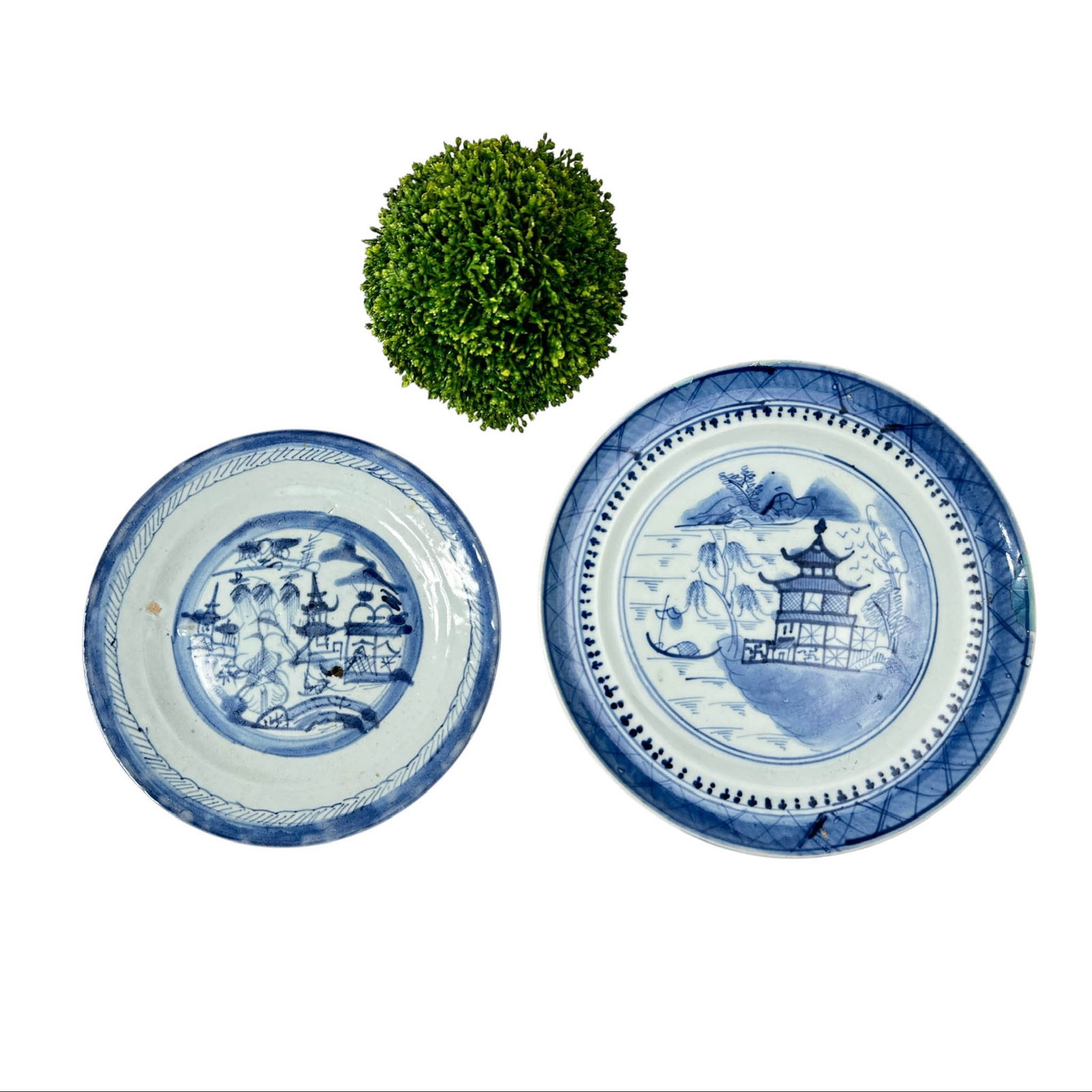 (2) Chinese Export Blue and White Canton Plates (1 of 7)