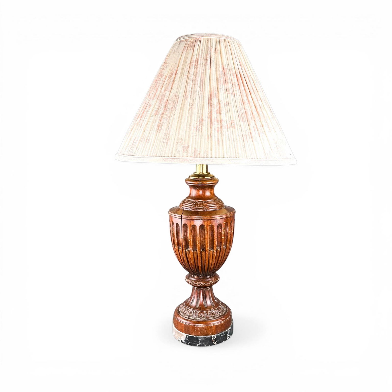 Carved Wood and Marble Urn Lamp (1 of 9)