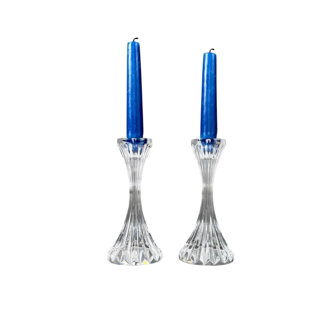 Baccarat Massena Crystal Candlesticks: Pair of Baccarat, made in France Massena Crystal Fluted Candlesticks