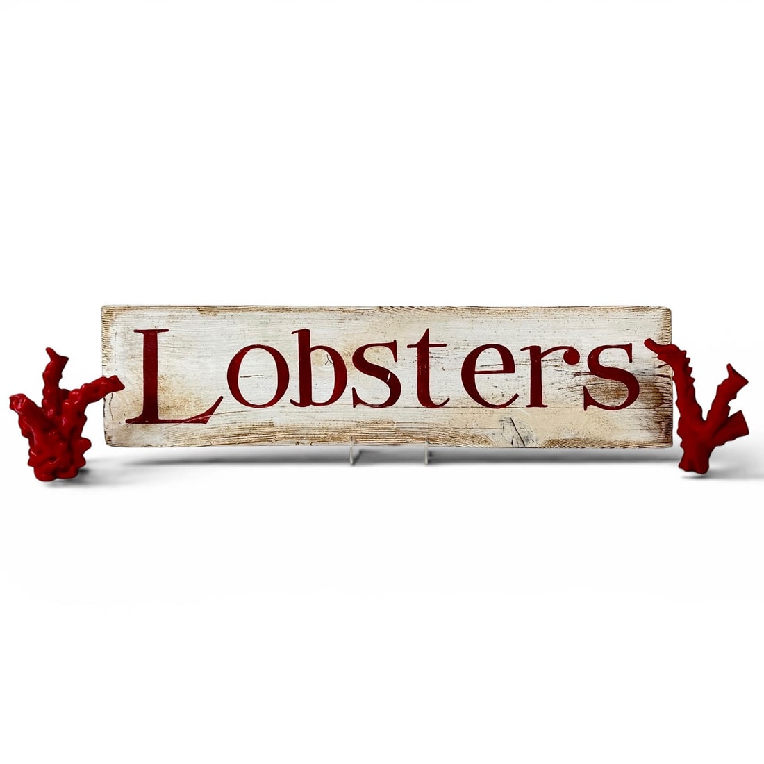 Lobsters, Hand Painted Wooden Sign: Vintage Hand Painted Wooden Lobster sign Measures 28" x 7" x 3/4" Thick