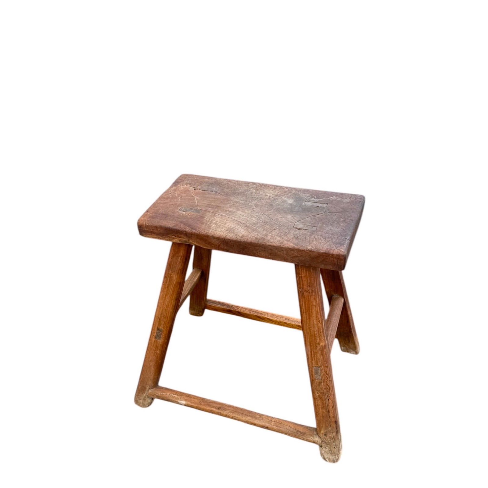 Antique Rustic Elm Wood Stool (1 of 15)