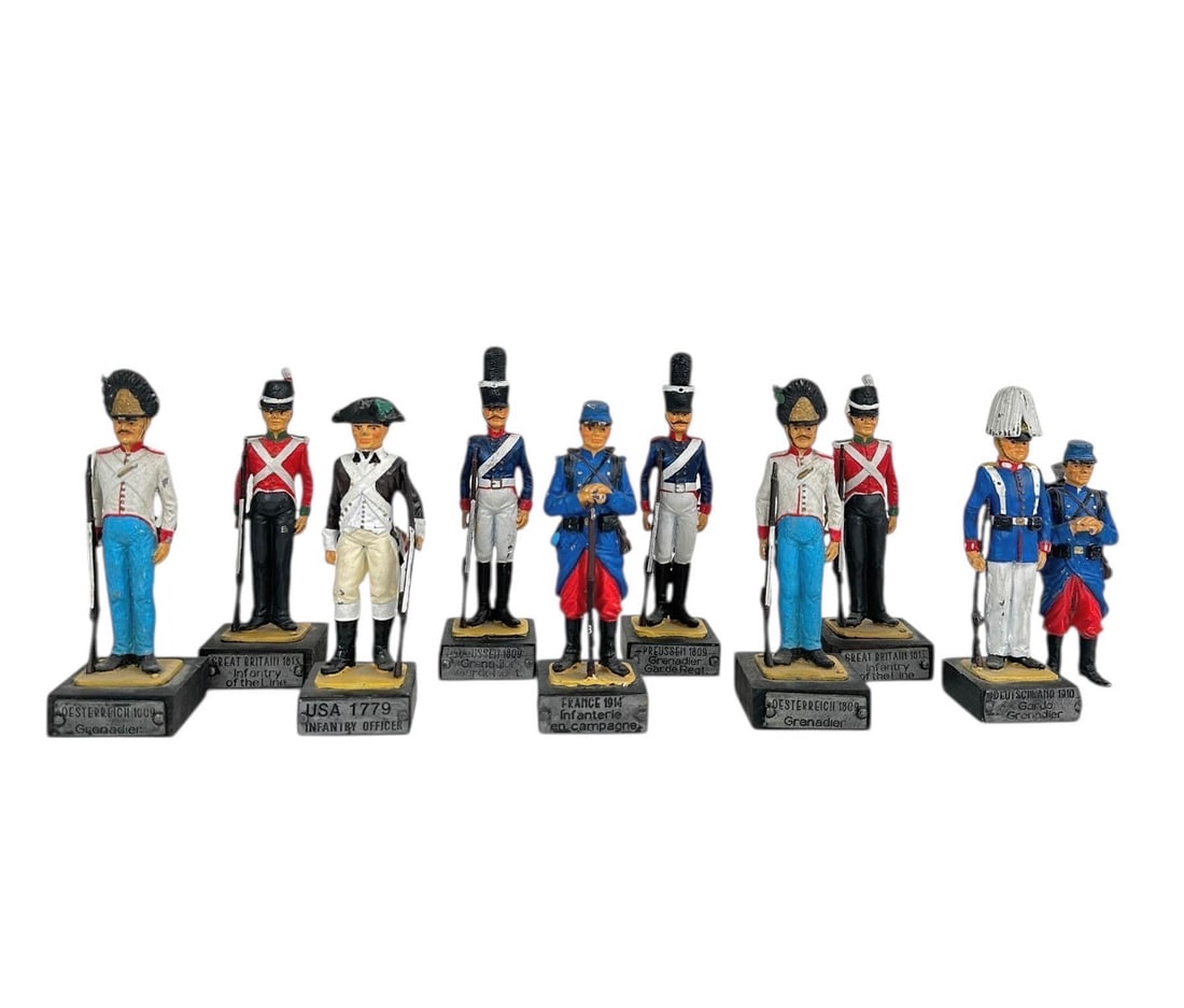 Assorted Vintage Lead Soldier Military Figurines: Assortment of Military figures spanning the globe, spanning history from 1779-1914 Please refer to the following address for the pick-up location: 2 Quogue Plaza Trail, Quogue, NY 12152