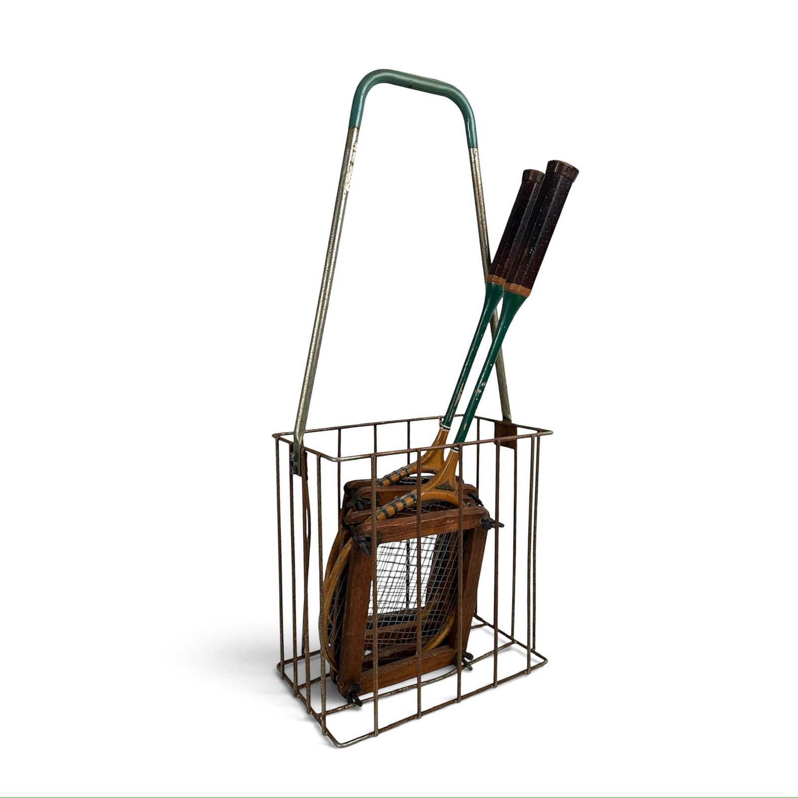 Vintage Tennis Ball Retriever and (2) Raquets: Vintage Metal Tennis Ball Retriever and Holder and Two Wooden Tennis Raquets. Please refer to the following address for the pick-up location: 2 Quogue Plaza Trail, Quogue, NY 12157