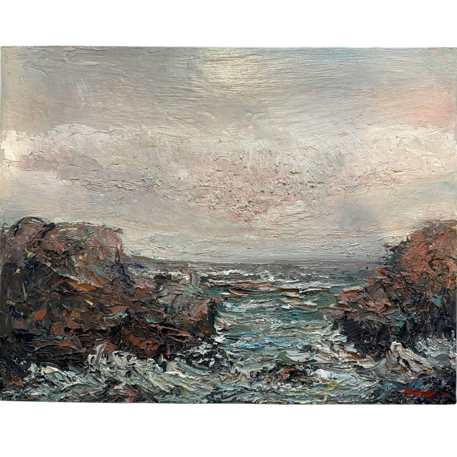 Dick Crispo, "The End of The Day" Oil Painting: Dick Crispo, American. Oil on canvas painting dated 2002. Canvas Measures 18" W x 14" H Please refer to the following address for the pick-up location: 2 Quogue Plaza Trail, Quogue, NY 12167