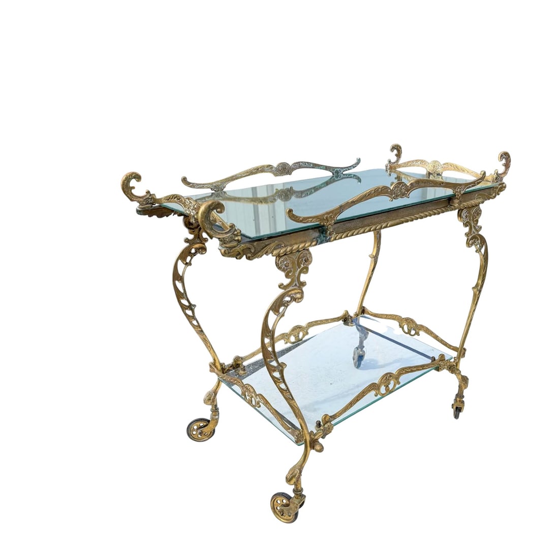 Vintage French Rococo Style Brass Bar Cart (1 of 17)