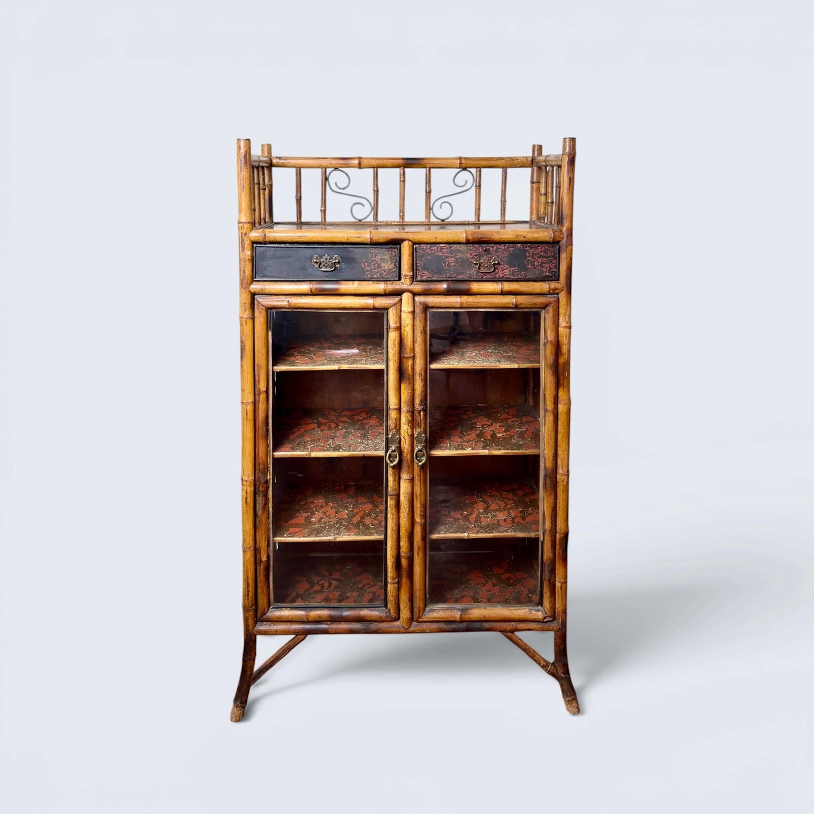 19th c. ENGLISH GLAZED BAMBOO CABINET (1 of 17)